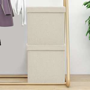 Zložljiv stolček s prostorom za shranjevanje 2 kosa kremno bel