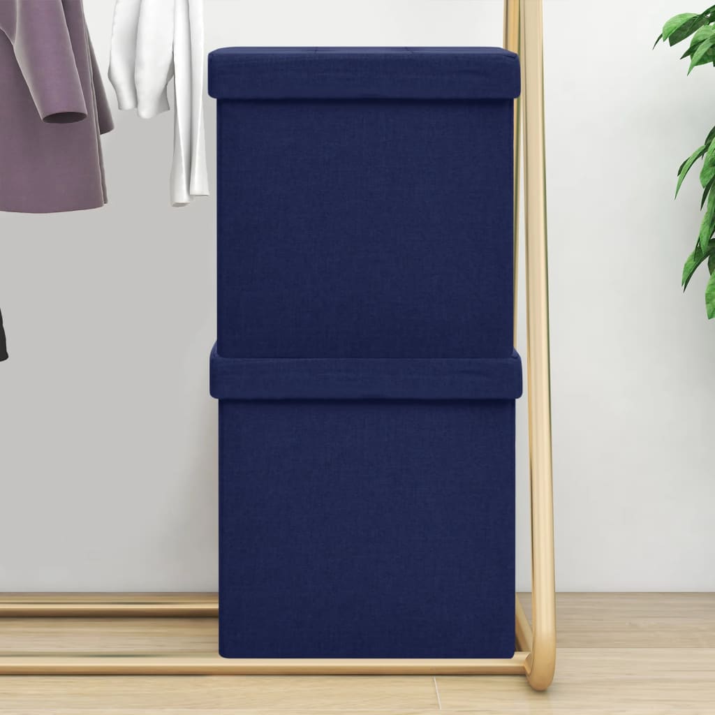 Petrashop  Skládací úložné stoličky 2 ks modré umělý len