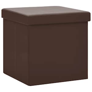 Skládací úložná stolička hnědá PVC - obrázek 2