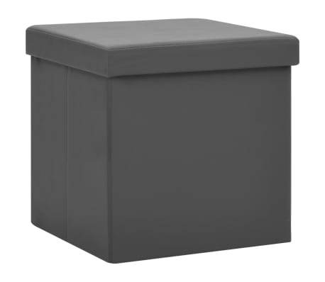 vidaXL Taburete de depozitare pliabile, 2 buc., gri, PVC