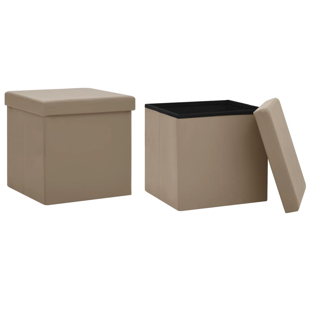 vidaXL Skládací úložné stoličky 2 ks cappuccino PVC