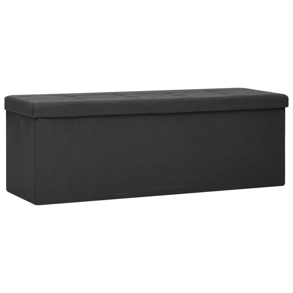 Skládací úložná lavice černá umělý len