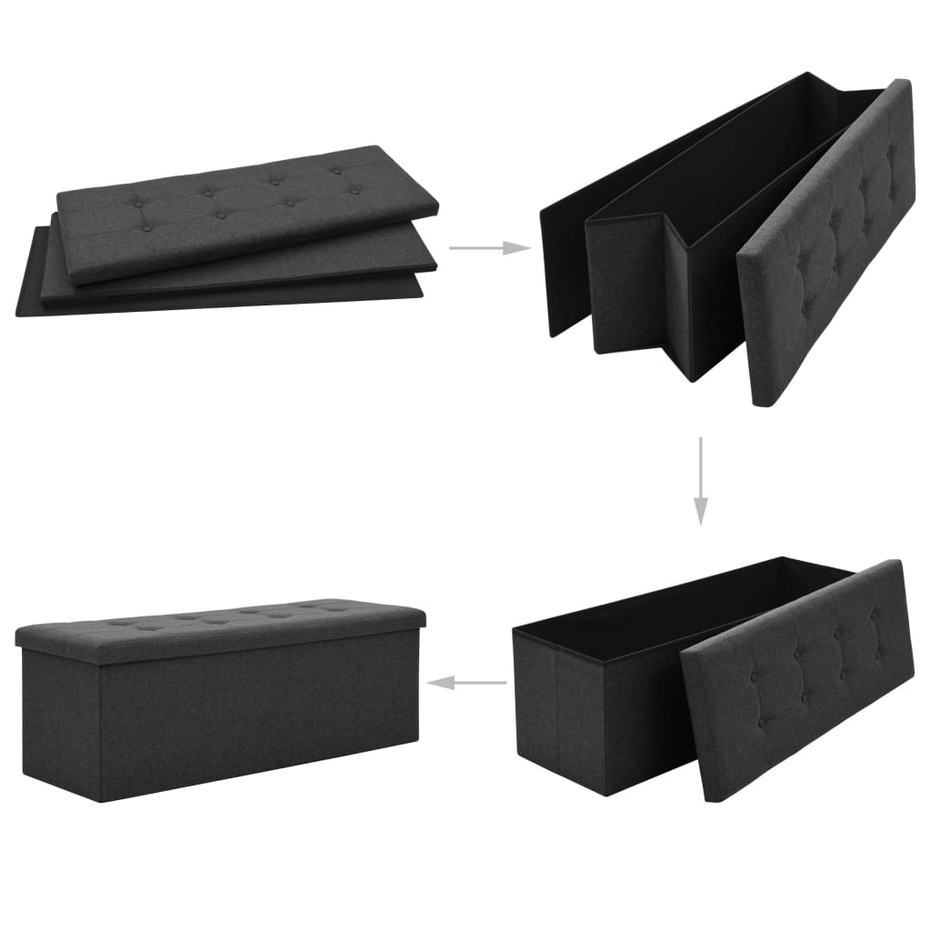 Skládací úložná lavice černá umělý len