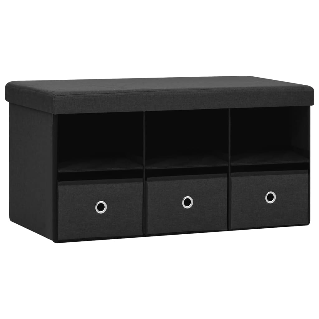vidaXL Skládací úložná lavice černá 76 x 38 x 38 cm umělý len