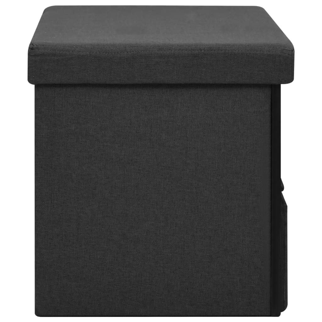 Skládací úložná lavice černá 76 x 38 x 38 cm umělý len