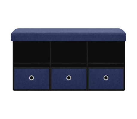 vidaXL Suoliukas-daiktadėžė, mėlynas, 76x38x38cm, dirbtinis linas