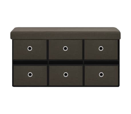 vidaXL Faltbank mit Stauraum Dunkelbraun 76x38x38 cm Leinenoptik
