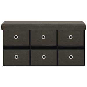 vidaXL Faltbank mit Stauraum Dunkelbraun 76x38x38 cm Leinenoptik