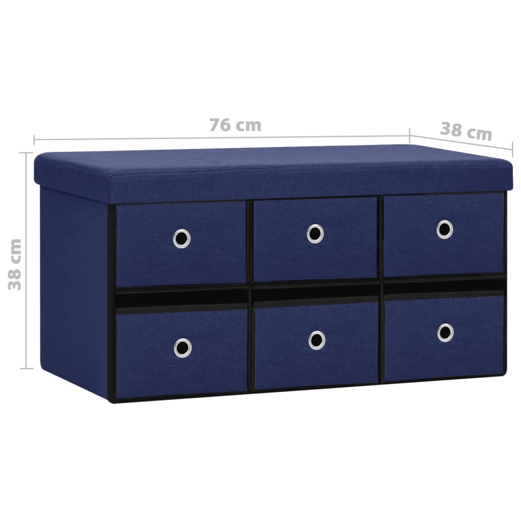 Skládací úložná lavice modrá 76 x 38 x 38 cm umělý len