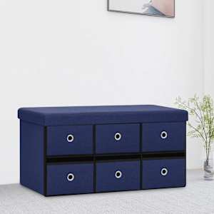 Zložljiva klop s prostorom za shranjevanje modra 76x38x38 cm