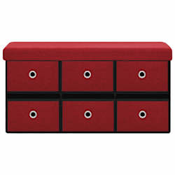 vidaXL Cassapanca Pieghevole Rosso Vino 76x38x38 cm in Simil Lino
