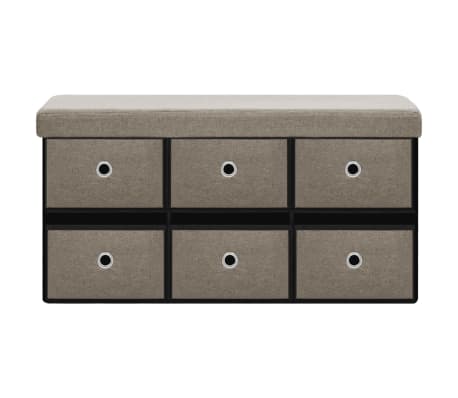 vidaXL Cassapanca Pieghevole Tortora 76x38x38 cm in Simil Lino
