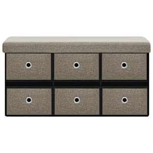 vidaXL Cassapanca Pieghevole Tortora 76x38x38 cm in Simil Lino