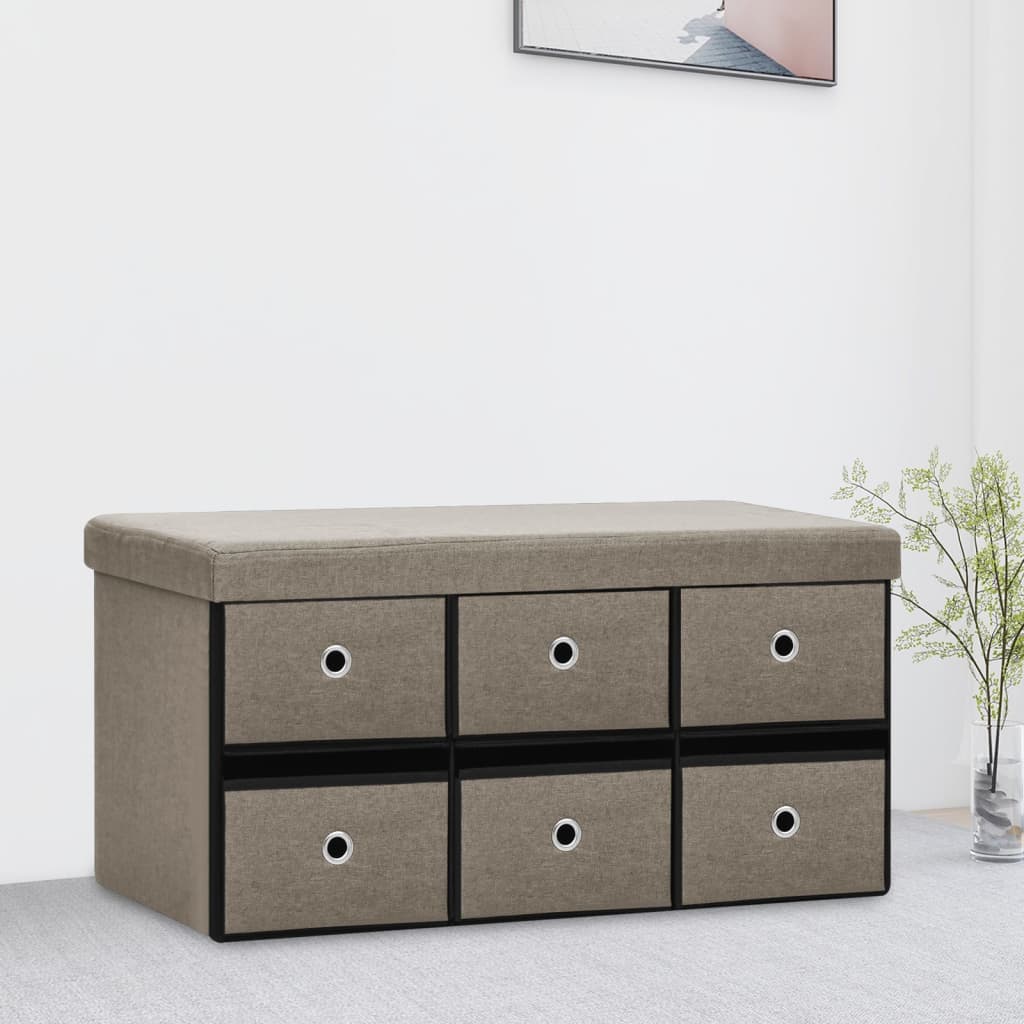 vidaXL Bancă depozitare pliabilă gri taupe, 76x38x38 cm imitație pânză