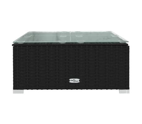 vidaXL Table de basse de jardin Noir 60x60x30 cm R&eacute;sine tress&eacute;e verre