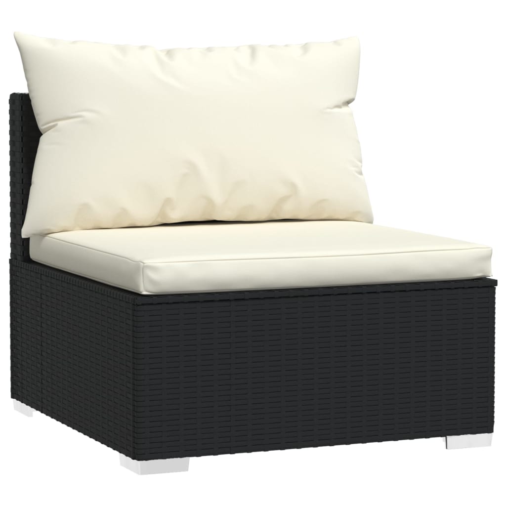 

vidaXL 4-delige Loungeset met kussens poly rattan zwart