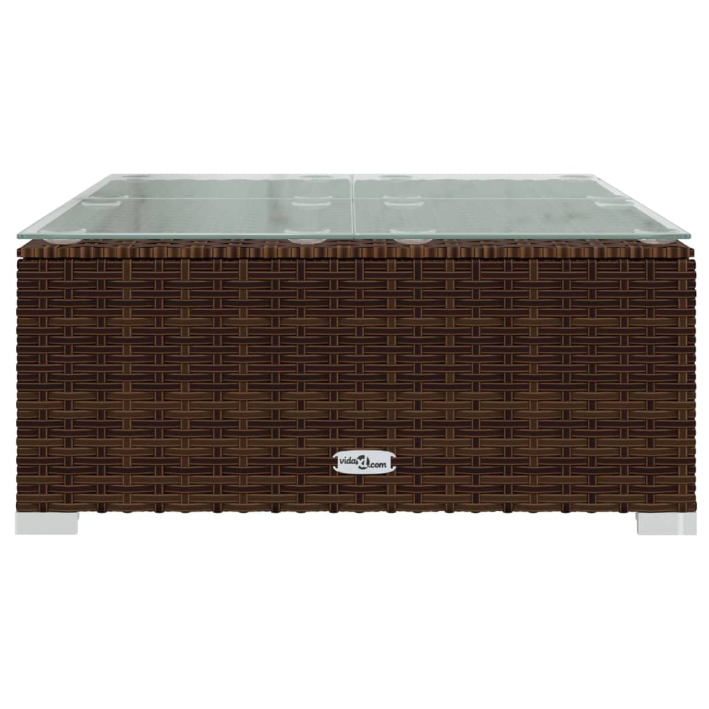 

vidaXL Tuintafel 60x60x30 cm poly rattan en glas bruin