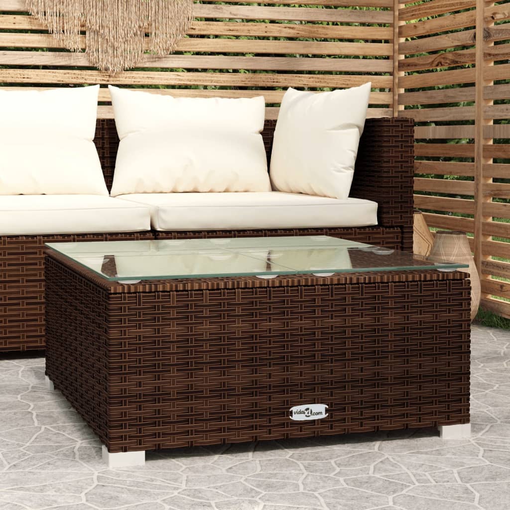 vidaXL sofabord til haven 60x60x30 cm polyrattan og glas brun