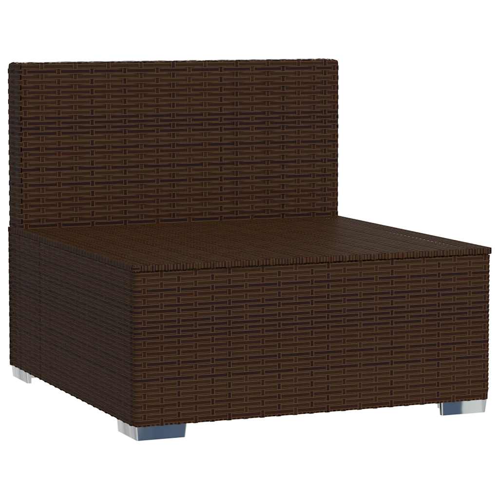 vidaXL Tuinmiddenbank met kussens poly rattan bruin afbeelding