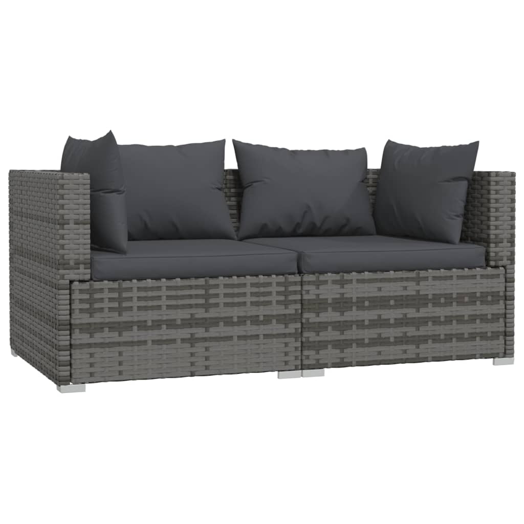 Photos - Garden Furniture VidaXL Patio Loveseat with Cushions Gray Poly Rattan 