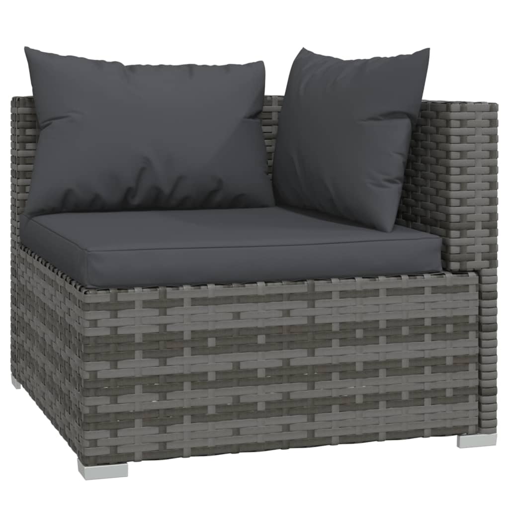 3-Sitzer-Sofa mit Kissen Grau Poly Rattan kaufen 5