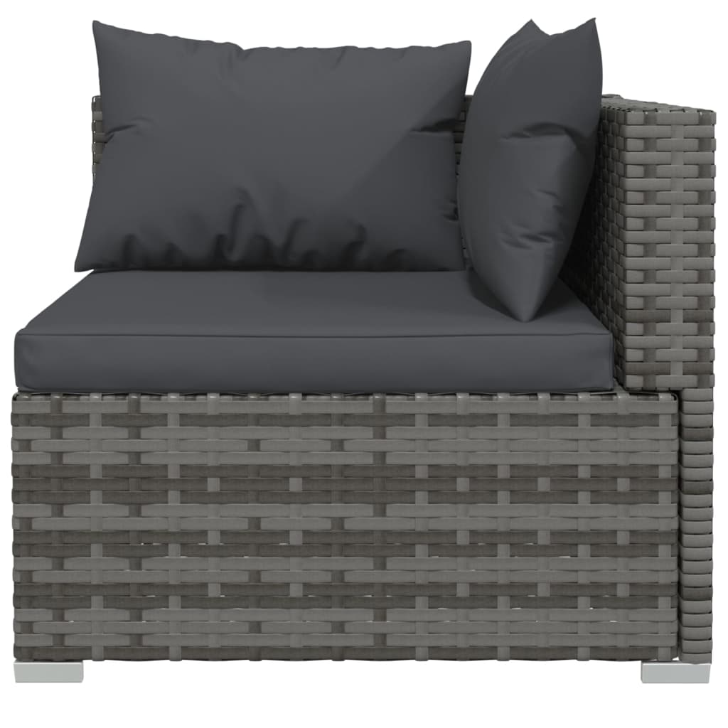 3-Sitzer-Sofa mit Kissen Grau Poly Rattan kaufen 6