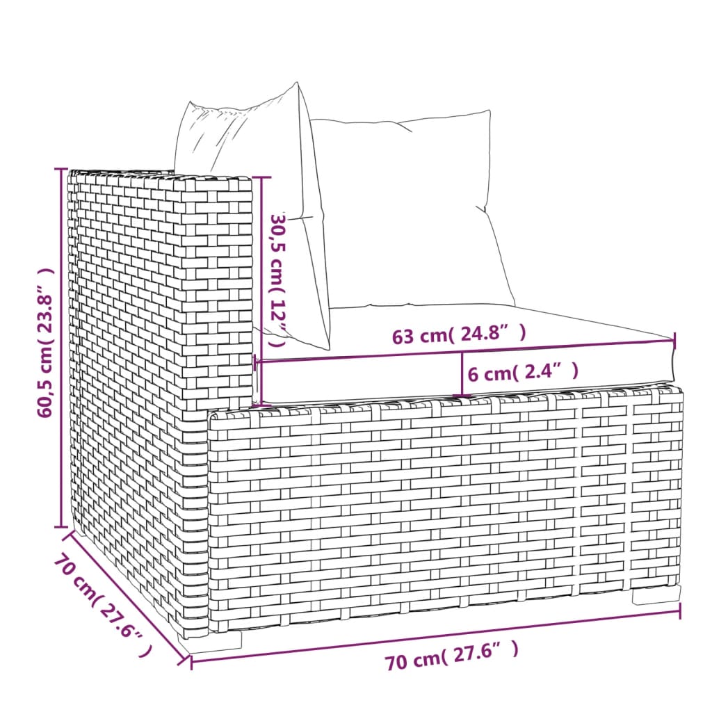 3-Sitzer-Sofa mit Kissen Grau Poly Rattan kaufen 8