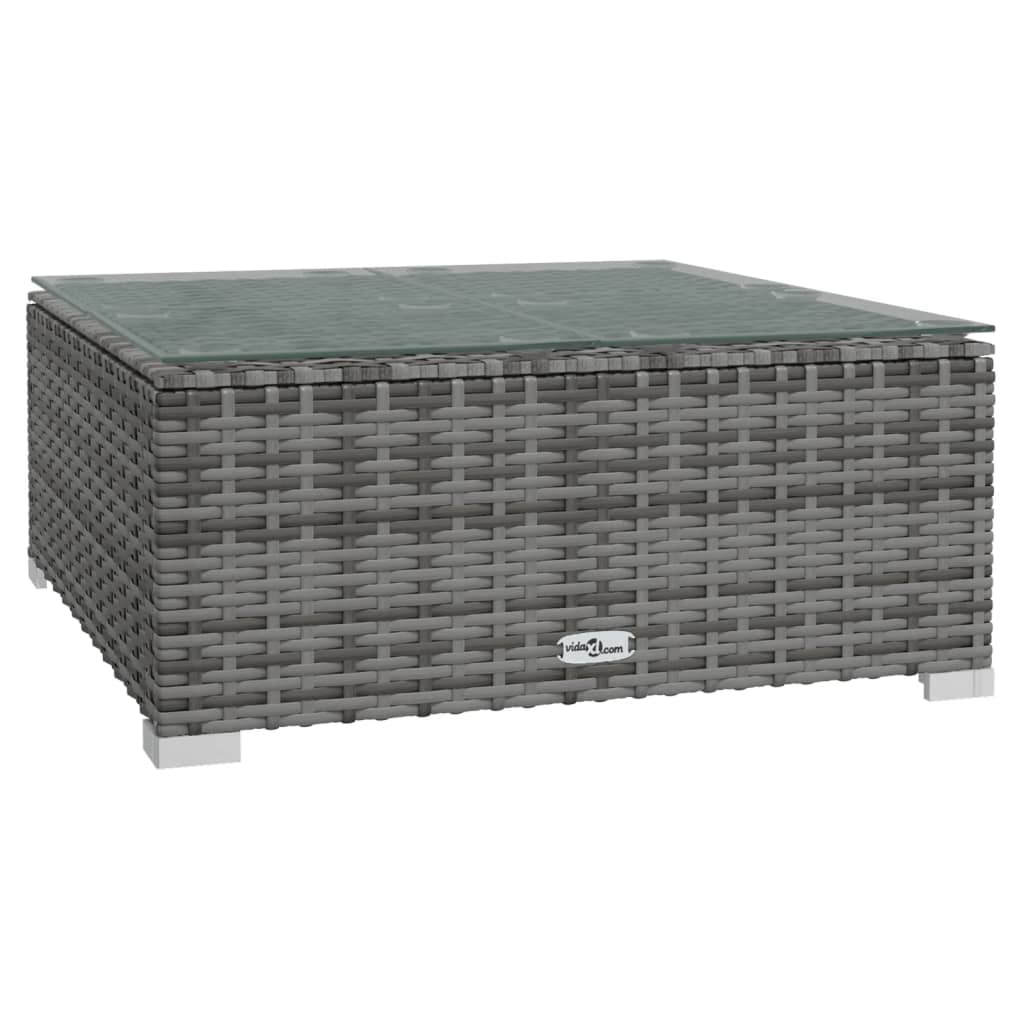 Garden Coffee Table Grey 60x60x30 Cm Poly Rattan And Glass VidaXL 13 width=274