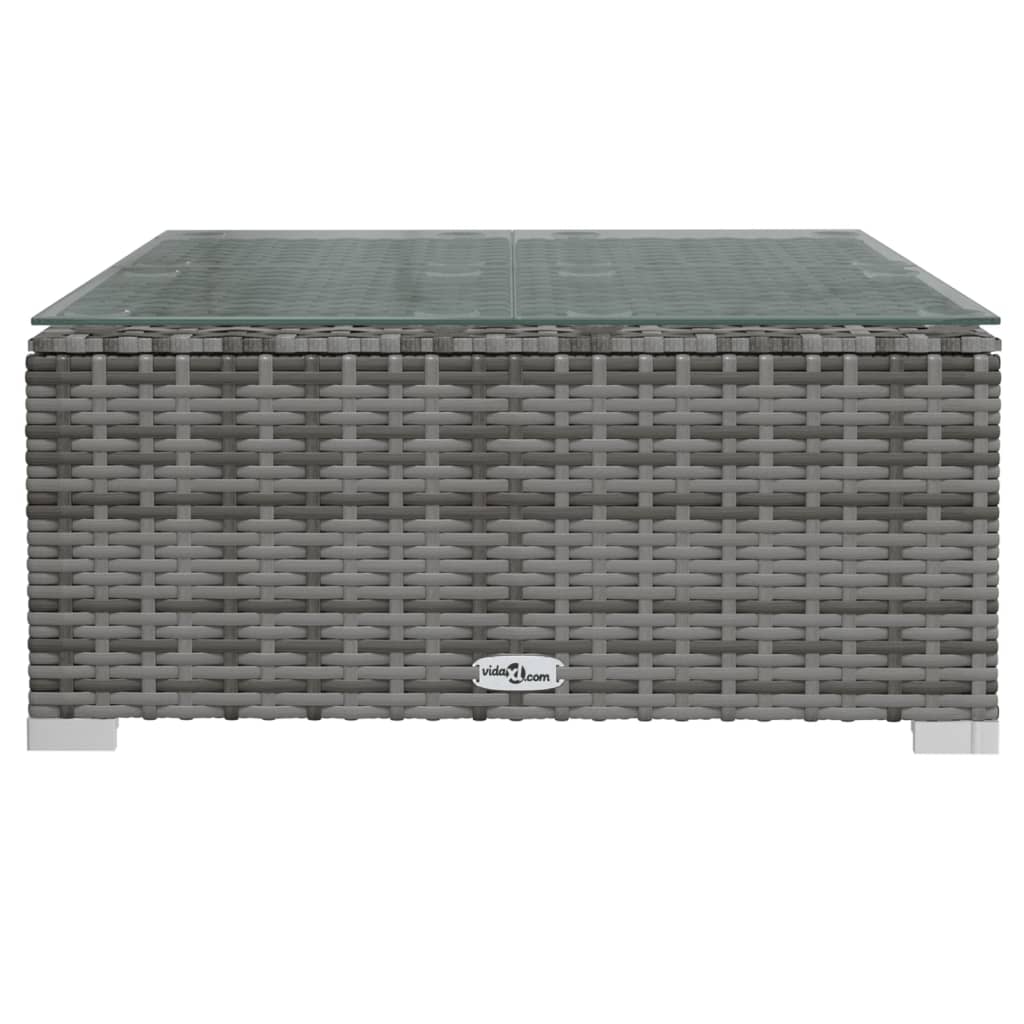 Garden Coffee Table Grey 60x60x30 Cm Poly Rattan And Glass VidaXL 14 width=274