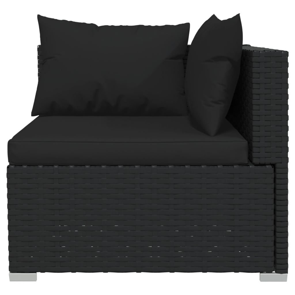 2-Sitzer-Sofa mit Kissen Schwarz Poly Rattan kaufen 6