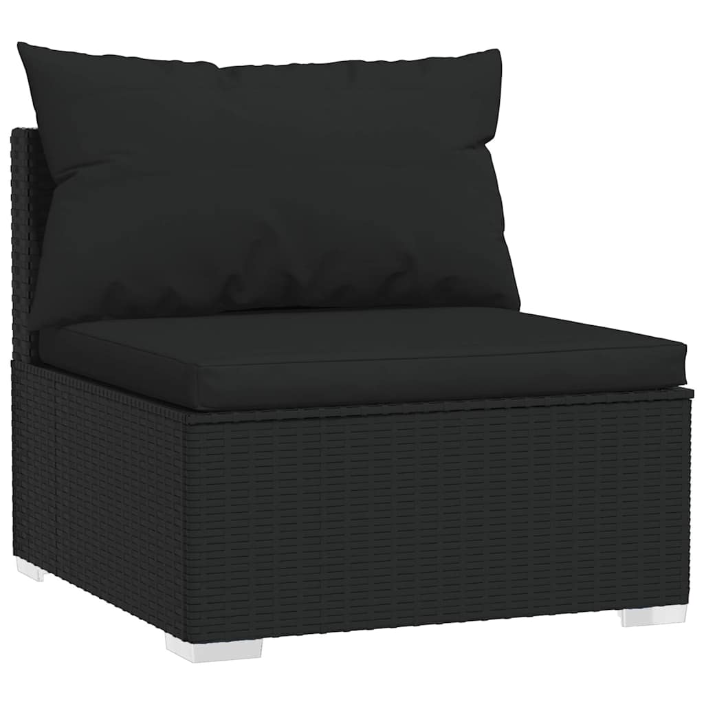 vidaXL 4-delige Loungeset met kussens poly rattan zwart afbeelding
