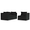 vidaXL 3-osaline aiam&ouml;&ouml;blikomplekt patjadega, must, pol&uuml;rotang