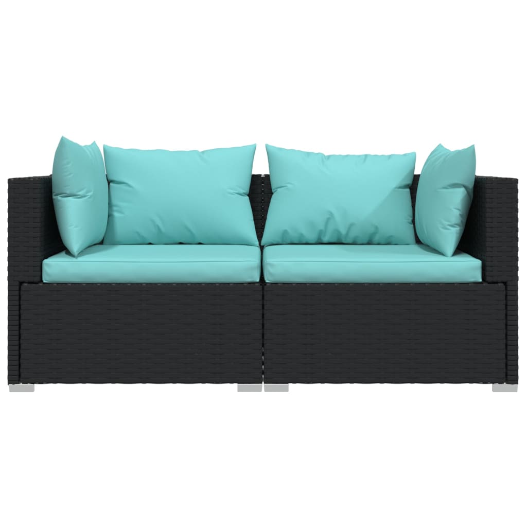 Thumbnail - vidaXL 2-Sitzer-Sofa mit Kissen Schwarz Poly Rattan