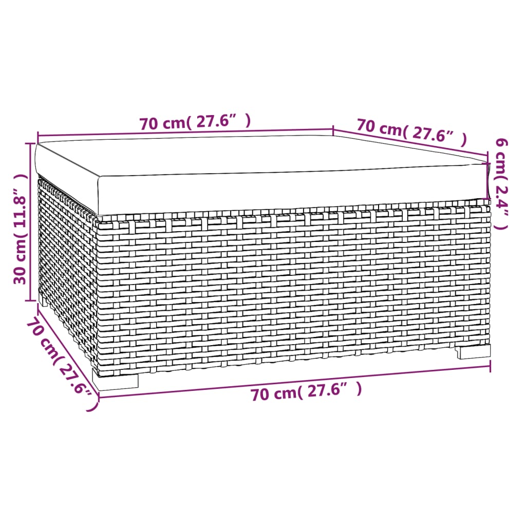 Zestaw wypoczynkowy ogrodowy, rattan PE, czarny, akwamaryna, 70x70x60,5 cm