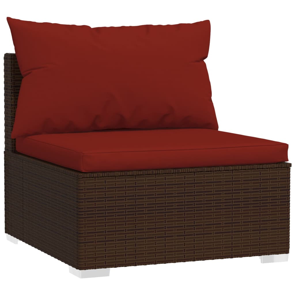 

vidaXL 4-delige Loungeset met kussens poly rattan bruin