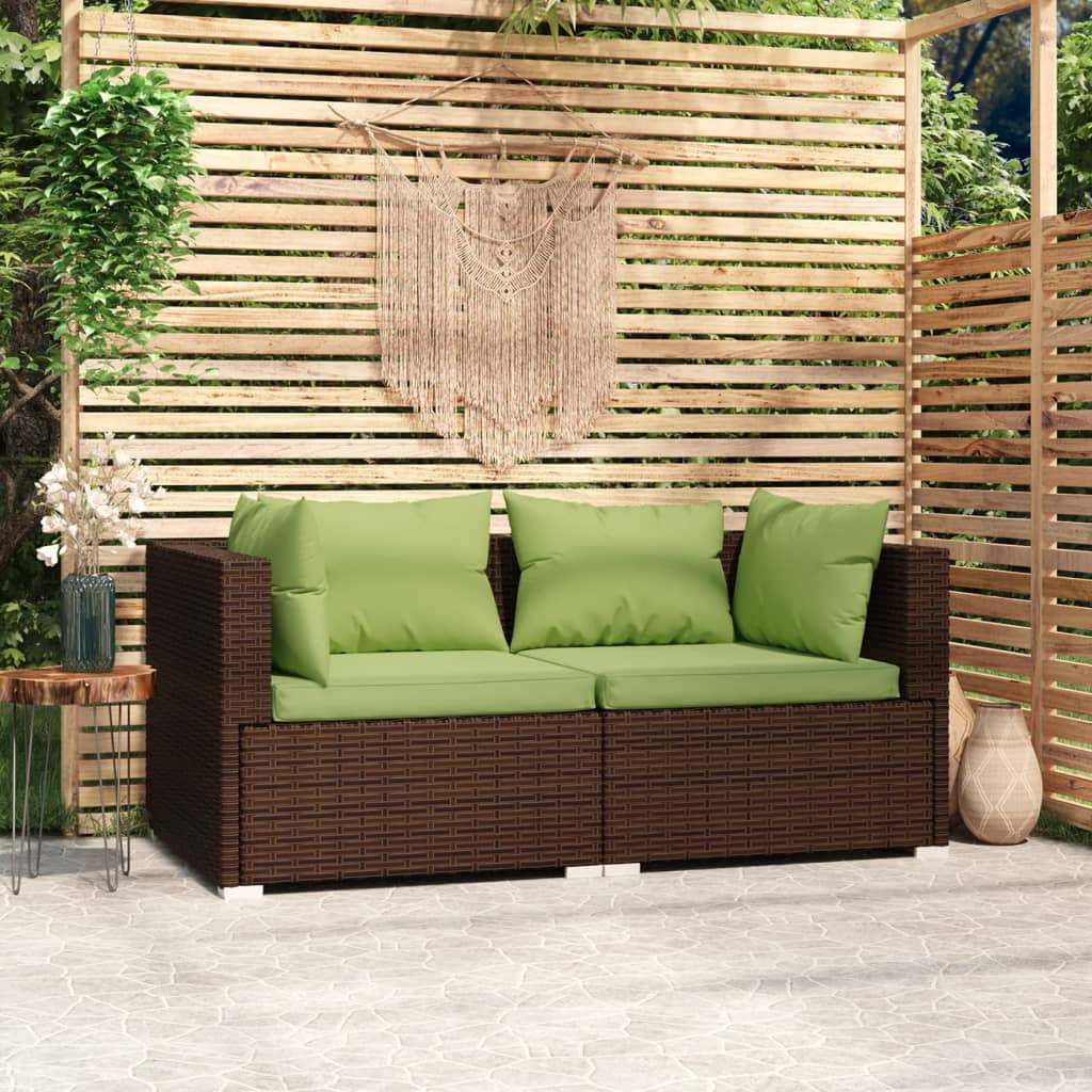 Thumbnail - vidaXL 2-Sitzer-Sofa mit Kissen Braun Poly Rattan