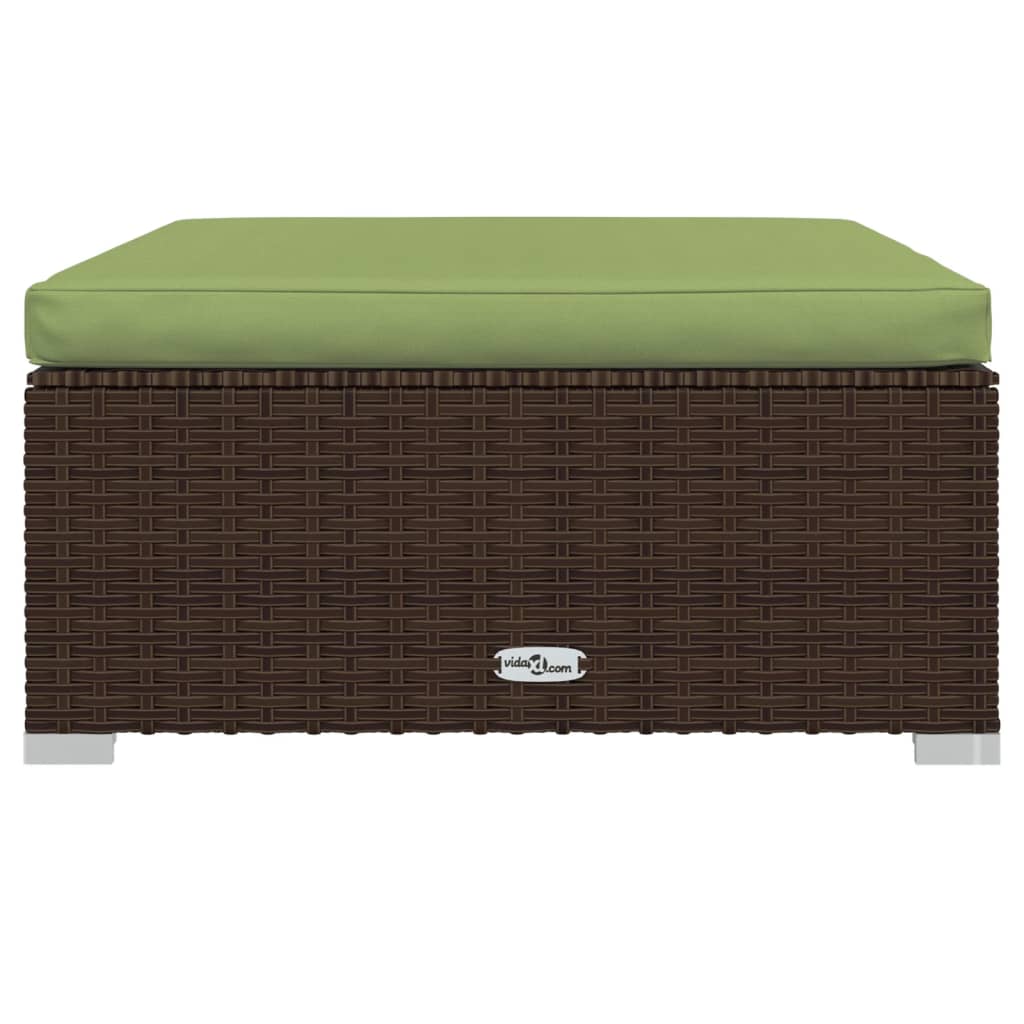 

vidaXL Tuinvoetenbank met kussen 70x70x30 cm poly rattan bruin