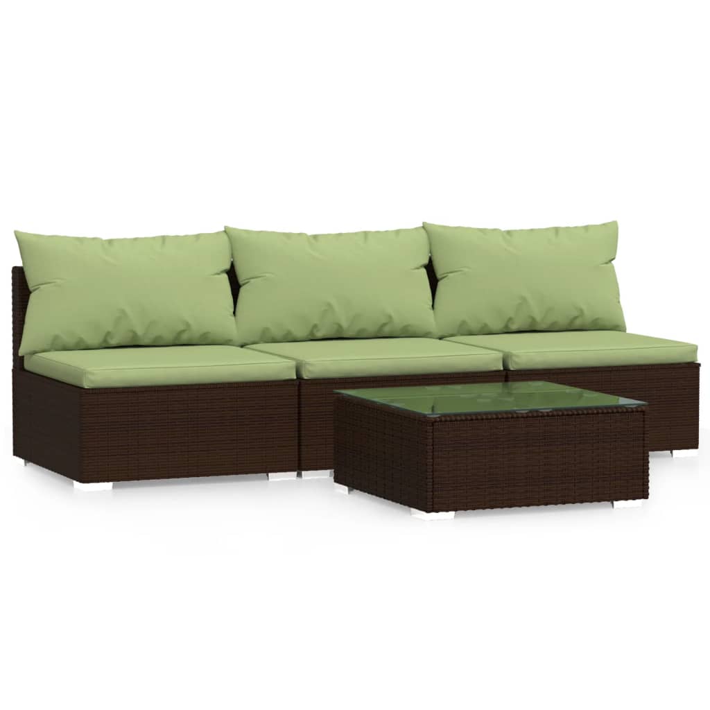 

vidaXL 4 Piece Patio Lounge Set with Cushions Brown Poly Rattan
