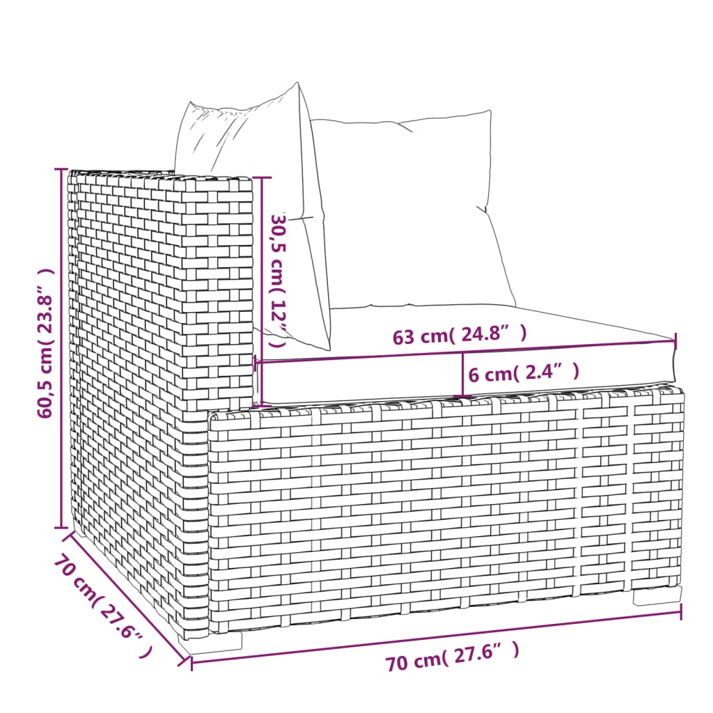  4-dielna záhradná sedacia súprava s podložkami polyratan sivá