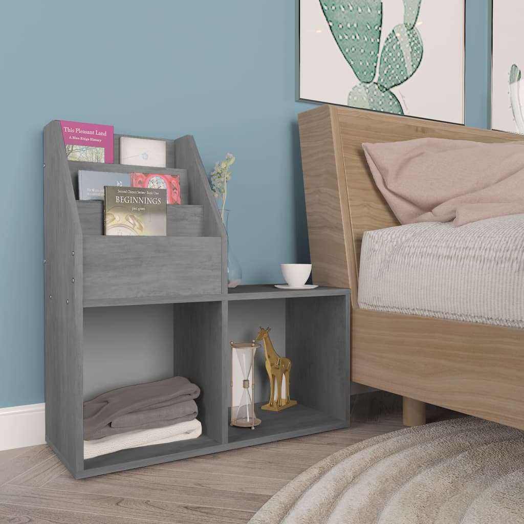

vidaXL Kindertijdschriftenrek 71x30x78,5 cm spaanplaat betongrijs