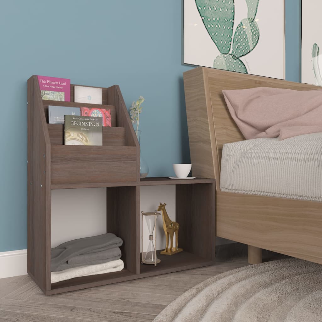 

vidaXL Kindertijdschriftenrek 71x30x78,5 cm spaanplaat grijs en eiken