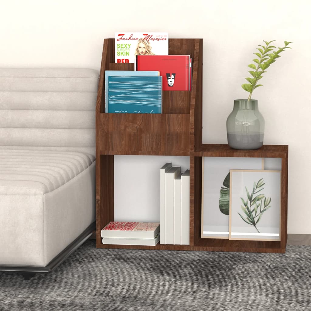 vidaXL Raft reviste copii, stejar maro, 71x30x78,5cm, lemn prelucrat