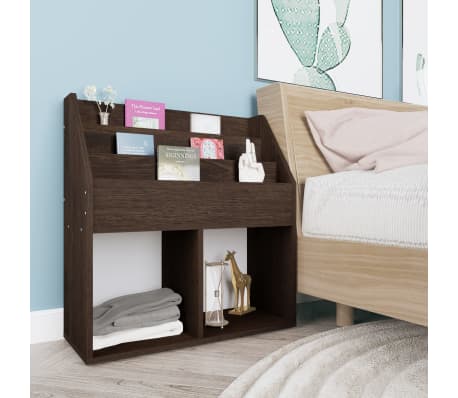 vidaXL Kindertijdschriftenrek 71x30x78,5 cm bewerkt hout gerookt eiken