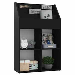 vidaXL Παιδική Ραφιέρα Περιοδικών Μαύρη 71x30x114 εκ. από Μοριοσανίδα
