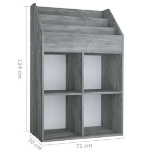 Dětský regál na časopisy betonově šedý 71x30x114 cm kompozit - obrázek 6