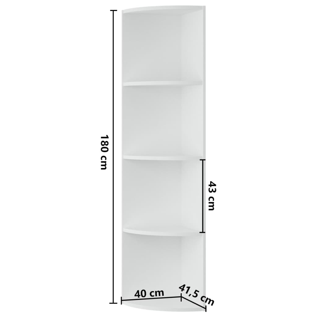 Fehér forgácslap álló sarokpolc 40 x 41,5 x 180 cm 