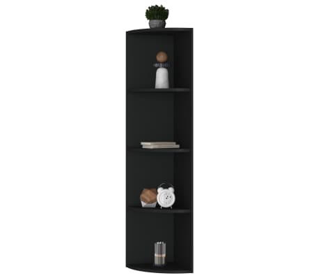 vidaXL Standing Corner Shelf Black 40x41.5x180 cm Engineered Wood