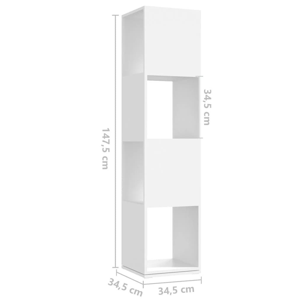 Fehér forgácslap forgószekrény 34,5 x 34,5 x 75,5 cm 