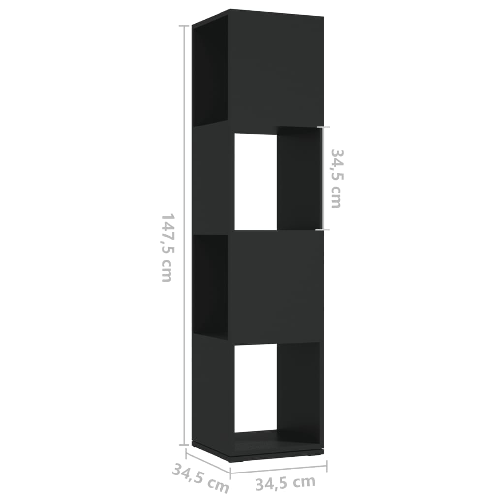 Otočná skříňka černá 34,5 x 34,5 x 75,5 cm dřevotříska