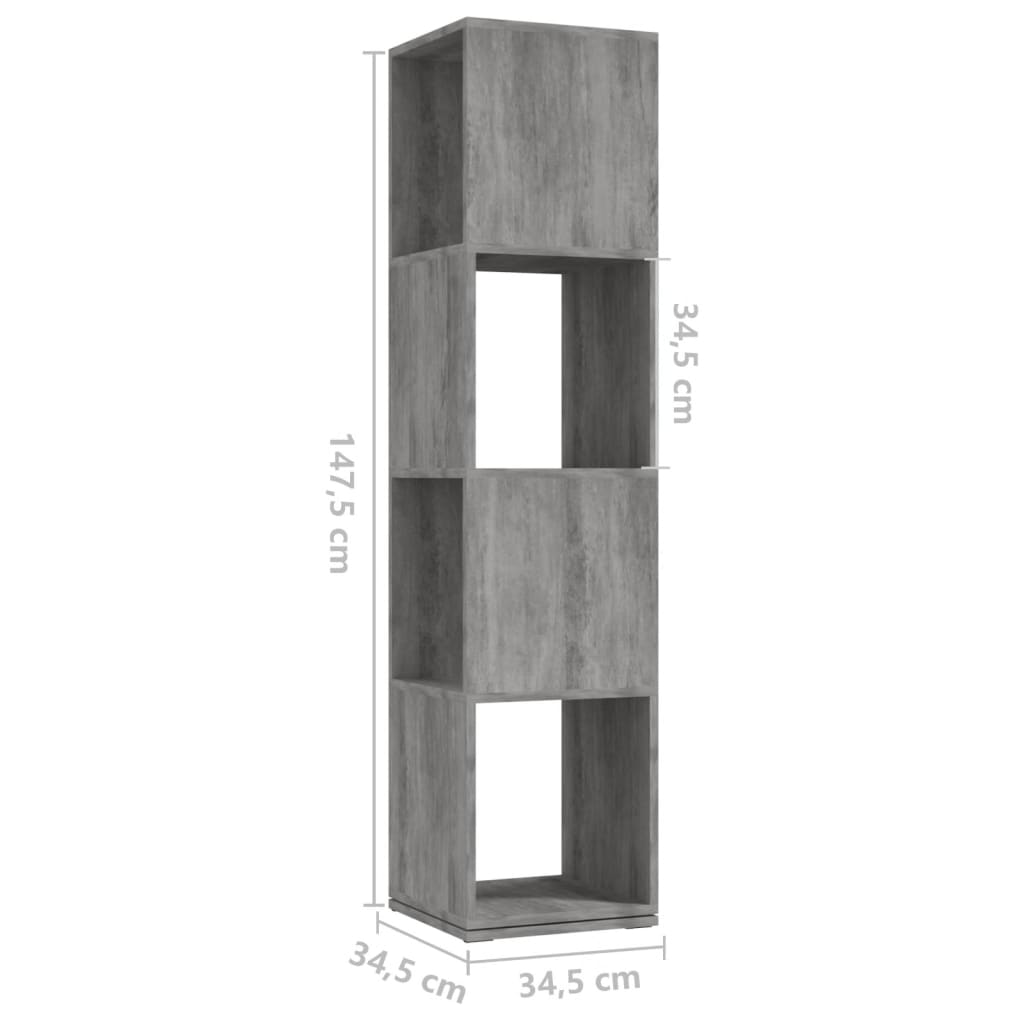 Otočná skříňka betonově šedá 34,5 x 34,5 x 75,5 cm dřevotříska